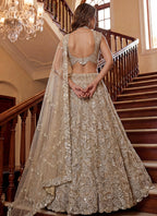 Cream Net Thread Work Wedding Wear Lehenga Choli SW758312