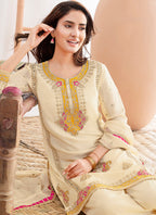 Cream Chinon Embroidery Work Party Wear Readymade Salwar Suit SW643082
