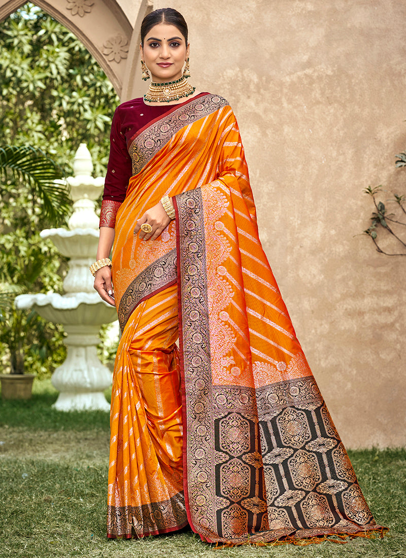 Banarasi Silk Occasional Wear Saree 4 Pieces Catalog