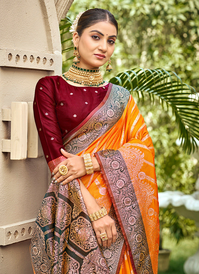 Banarasi Silk Occasional Wear Saree 4 Pieces Catalog