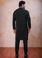 Dark Green Armani  Mirror Work Occasional Wear Readymade Kurta Pajama SW539376