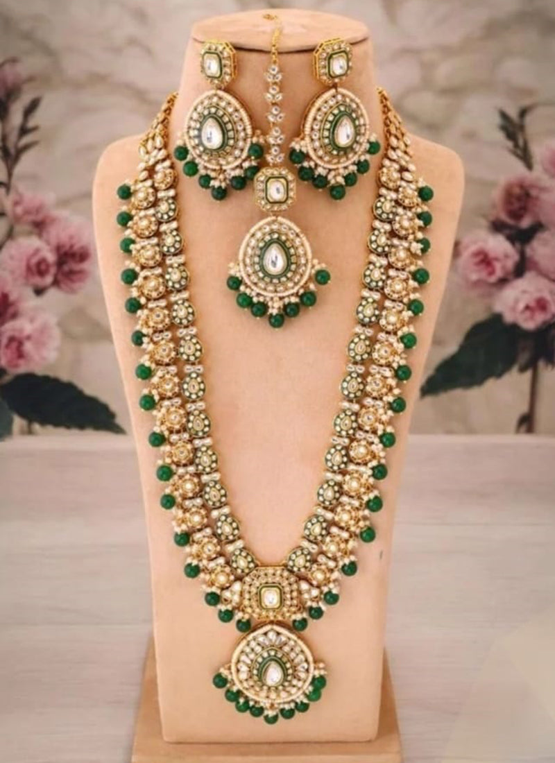 Dark Green Festival Wear Kundan Necklace Set