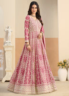 Dusty Rose Faux Georgette  Embroidery Work Occasional Wear Anarkali Suit SW481892