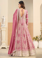 Dusty Rose Faux Georgette  Embroidery Work Occasional Wear Anarkali Suit SW481892