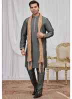 Green Art Silk Patten Pcs Occasional Wear Readymade Kurta Pajama With Stole SW374040