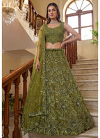Green Net Thread Work Wedding Wear Lehenga Choli SW981601