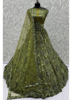 Green Net Thread Work Wedding Wear Lehenga Choli SW981601