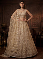Golden Net Sequins Work  Wedding Wear Lehenga Choli SW187230