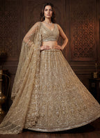 Golden Net Sequins Work  Wedding Wear Lehenga Choli SW187230
