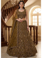 Golden Net Thread Work Wedding Wear Lehenga Choli SW946166