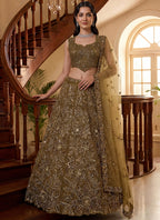 Golden Net Thread Work Wedding Wear Lehenga Choli SW946166