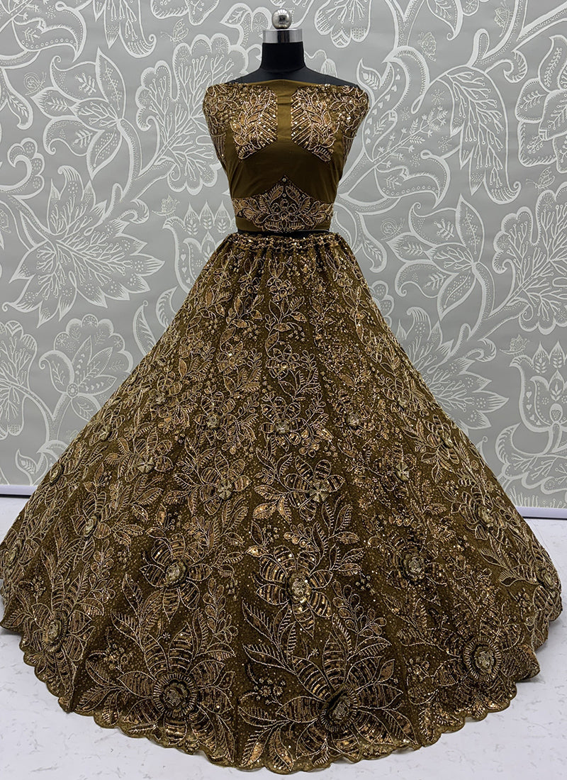 Golden Net Thread Work Wedding Wear Lehenga Choli SW946166