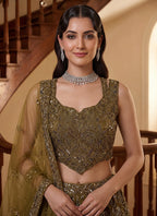 Golden Net Thread Work Wedding Wear Lehenga Choli SW946166