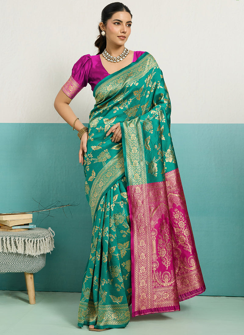 Green Banarasi Silk Weaving Work Occasional Wear Saree SW782787
