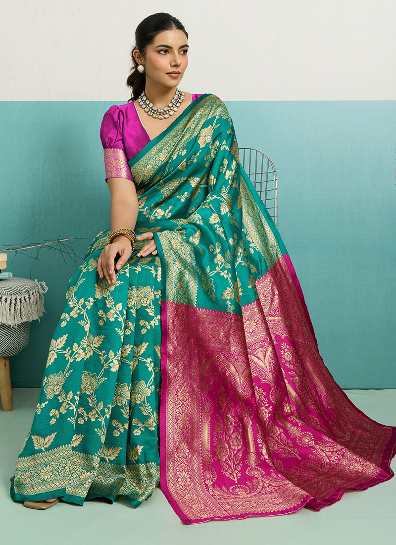 Green Banarasi Silk Weaving Work Occasional Wear Saree SW782787