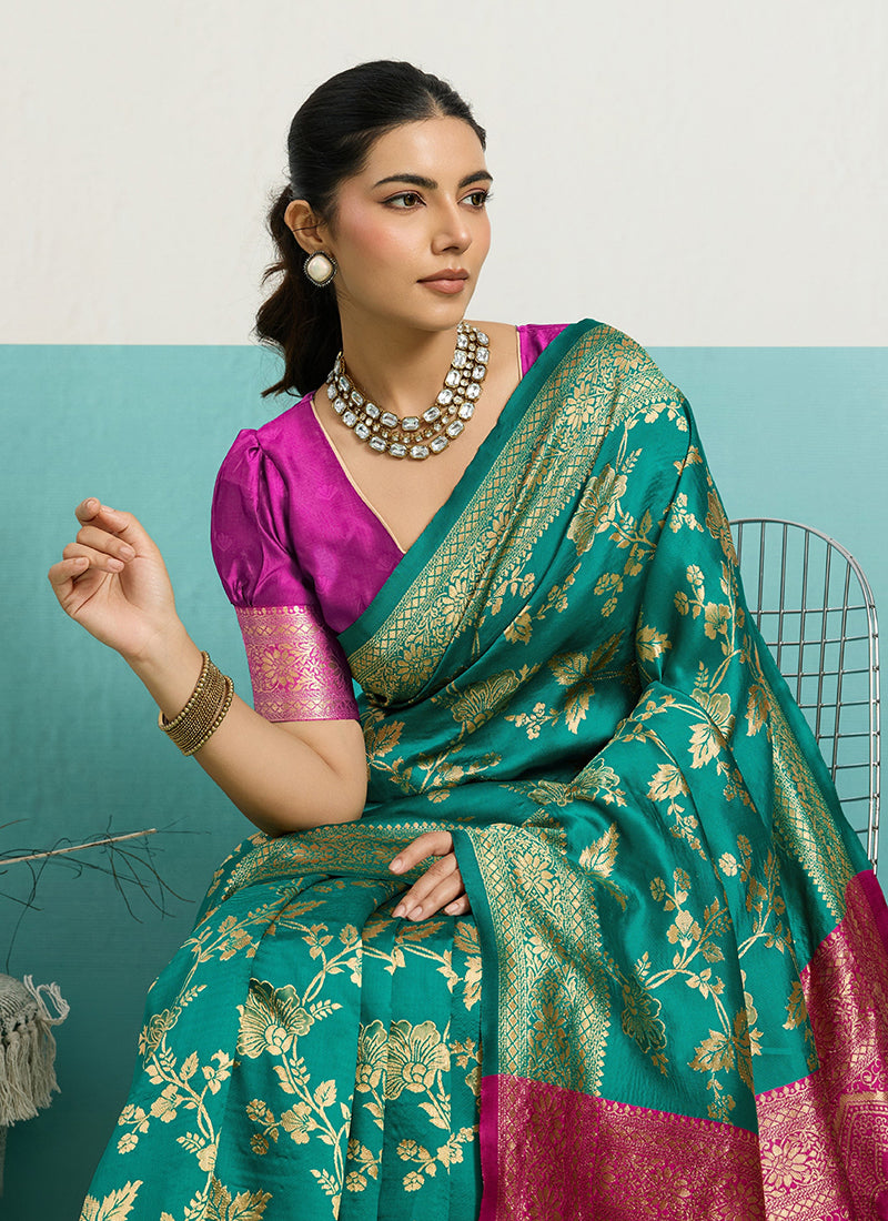 Green Banarasi Silk Weaving Work Occasional Wear Saree SW782787