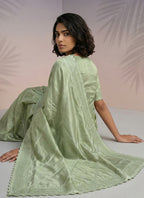 Green Rasberry Silk Thread Work Festival Wear Saree SW356690