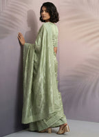 Green Rasberry Silk Thread Work Festival Wear Saree SW356690