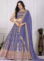 Lavender Faux Georgette Sequins Work Party Wear Lehenga Choli SW897954