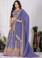 Lavender Faux Georgette Sequins Work Party Wear Lehenga Choli SW897954