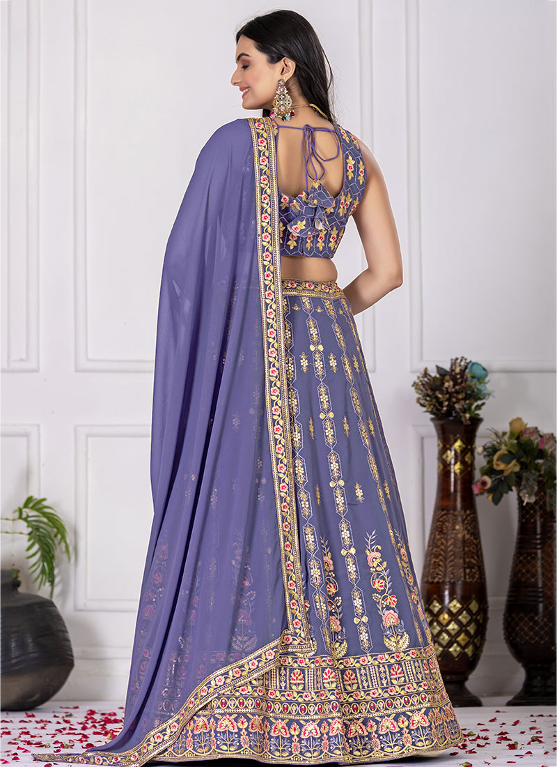 Lavender Faux Georgette Sequins Work Party Wear Lehenga Choli SW897954