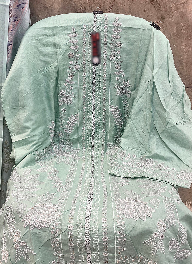 Heavy Rayon Light Green Eid Wear Embroidery Work Pakistani Suit