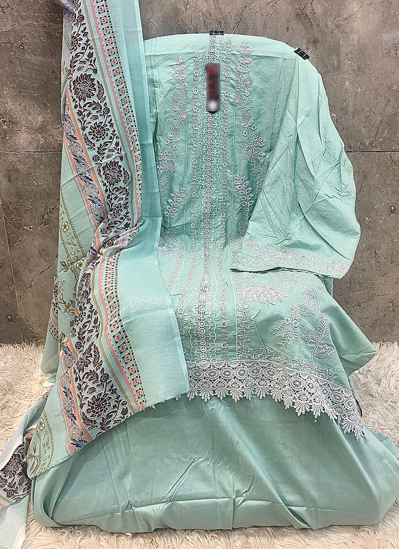 Heavy Rayon Light Green Eid Wear Embroidery Work Pakistani Suit