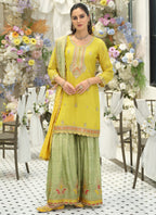 Lime Green Chinon Embroidery Work Eid Wear Readymade Plazzo Suit SW403638