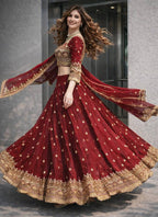 Maroon Fendy Silk Sequins Work  Occasional Wear Readymade Lehenga Choli SW195815