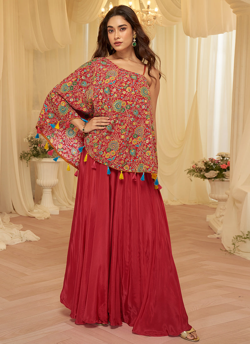 Maroon Viscose  Embroidery Work Party Wear Readymade Designer Suit SW589979