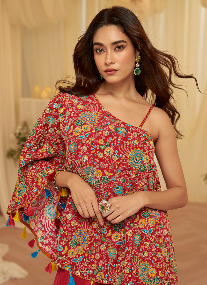 Maroon Viscose  Embroidery Work Party Wear Readymade Designer Suit SW589979