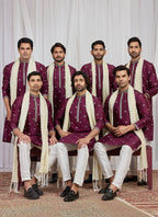 Magenta Art Silk Patten Pcs Occasional Wear Readymade Kurta Pajama With Stole SW408189