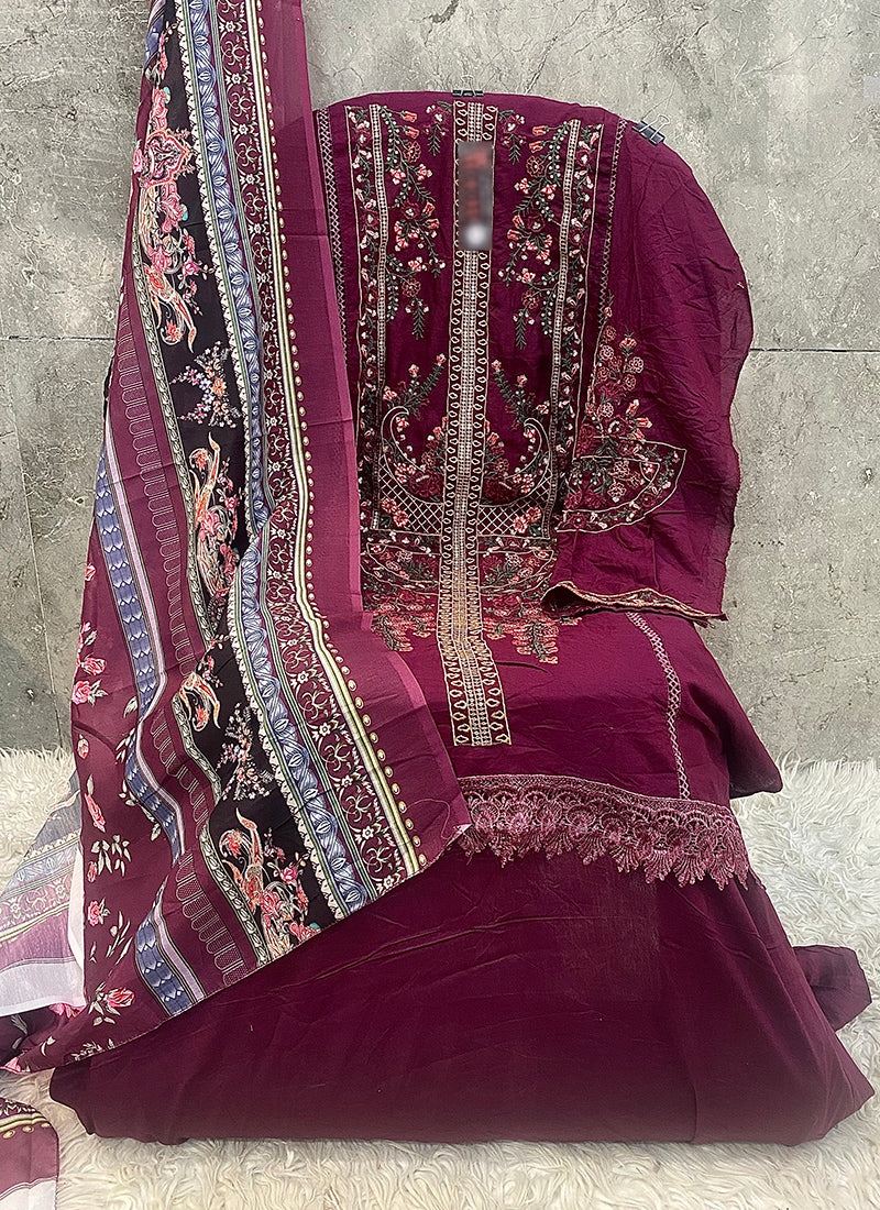 Heavy Rayon Magneta Eid Wear Embroidery Work Pakistani Suit