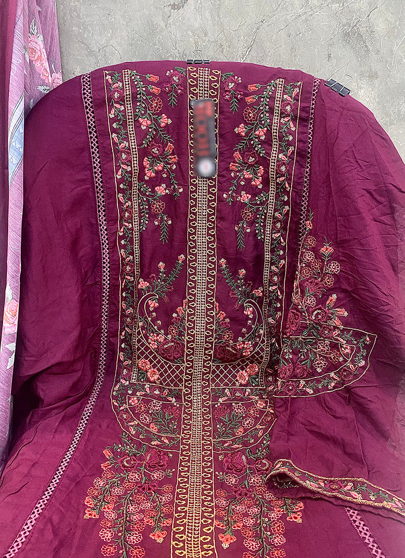 Heavy Rayon Magneta Eid Wear Embroidery Work Pakistani Suit