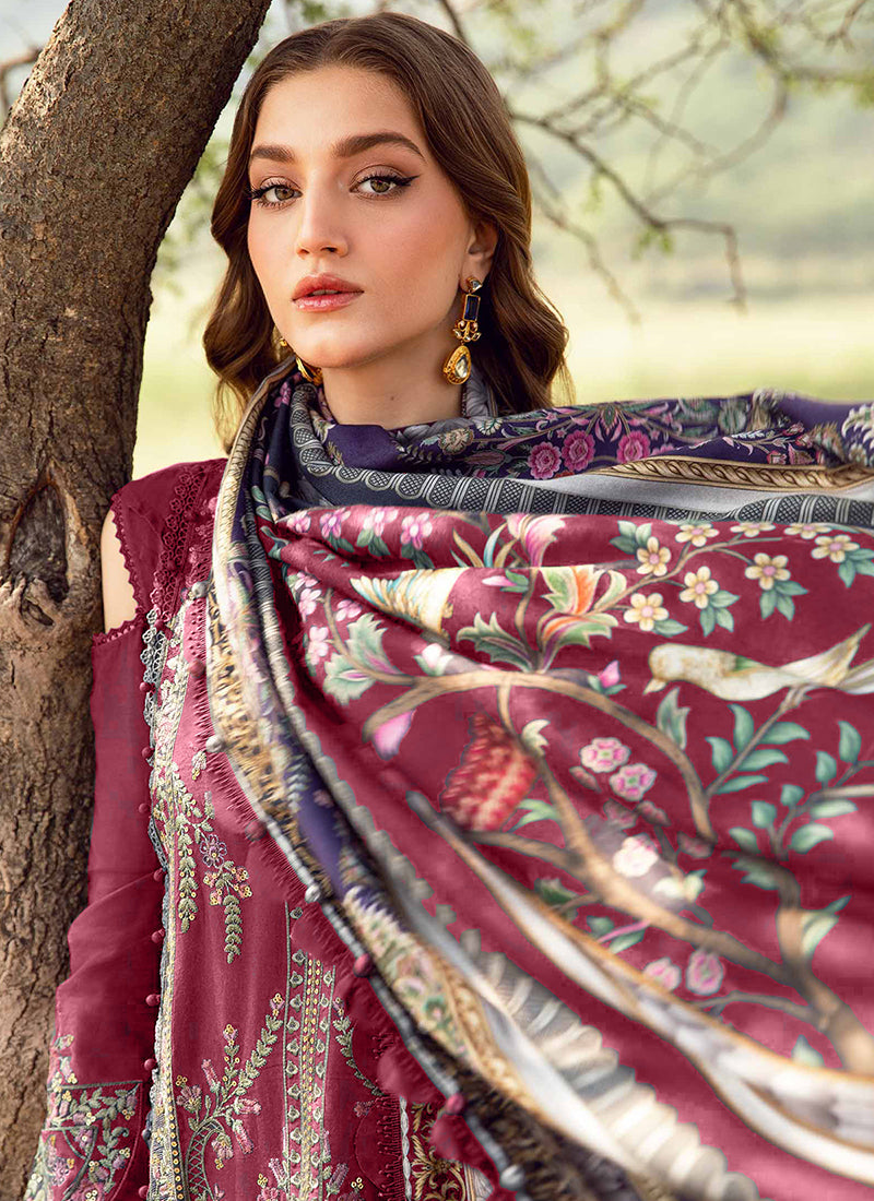 Heavy Rayon Magneta Eid Wear Embroidery Work Pakistani Suit