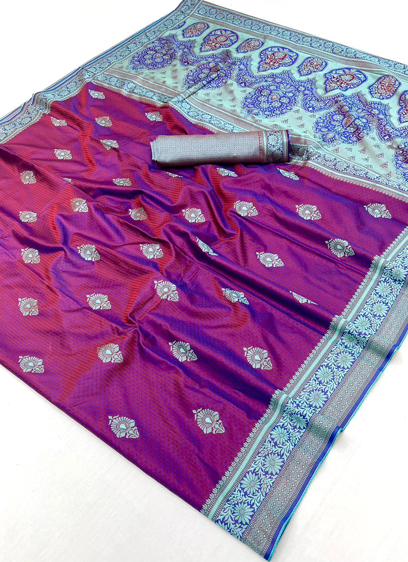 Magneta Kanjivaram Silk Weaving Work Festival Wear Saree SW361685