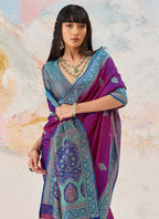 Magneta Kanjivaram Silk Weaving Work Festival Wear Saree SW361685