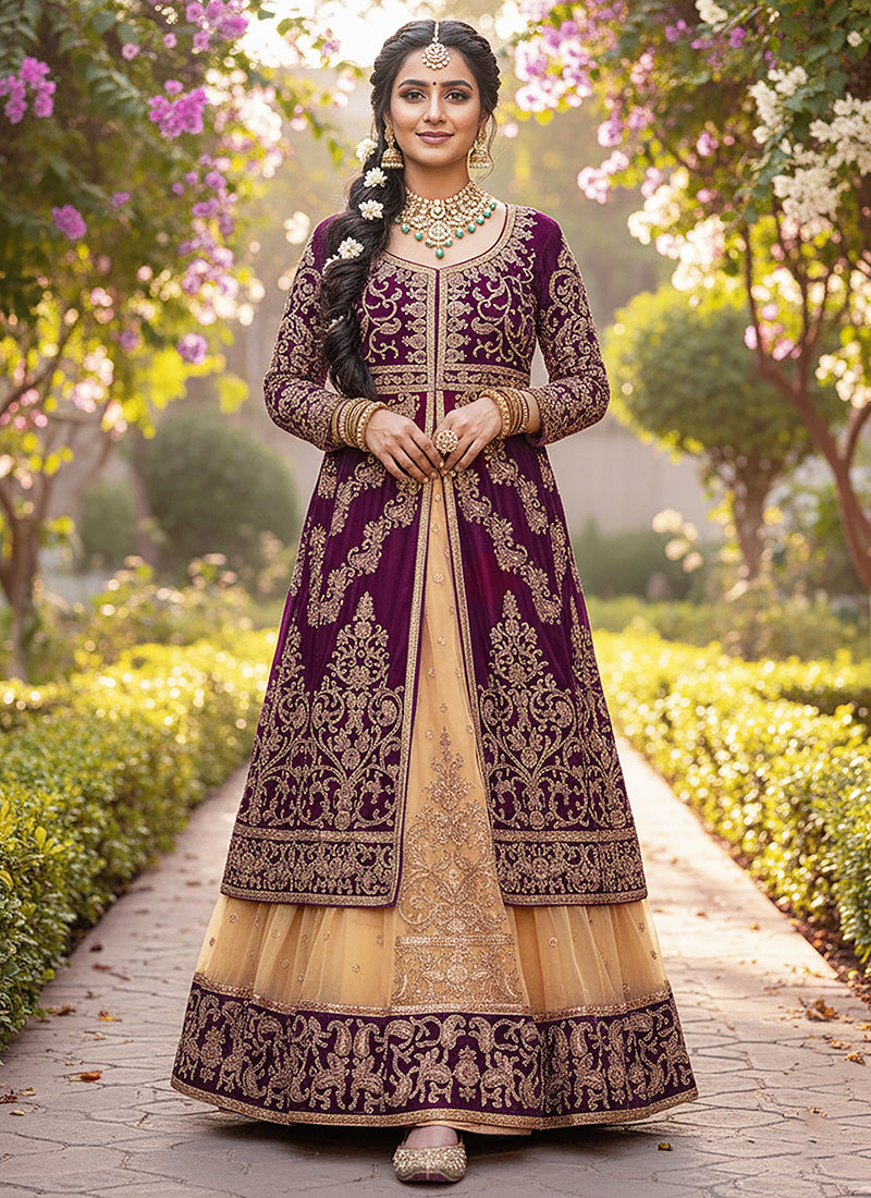 Heavy Net Maroon Wedding Wear Embroidery Work Lehenga Choli