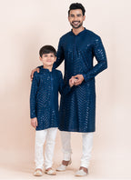 Viscose Rayon Morpeach Eid Wear Sequins Work Readymade Father Son Combo Set