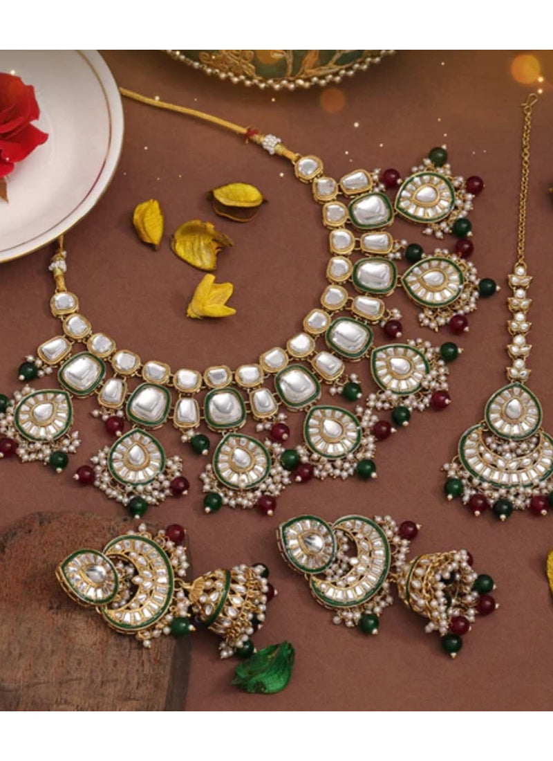 Multi Color Festival Wear Kundan Necklace Set