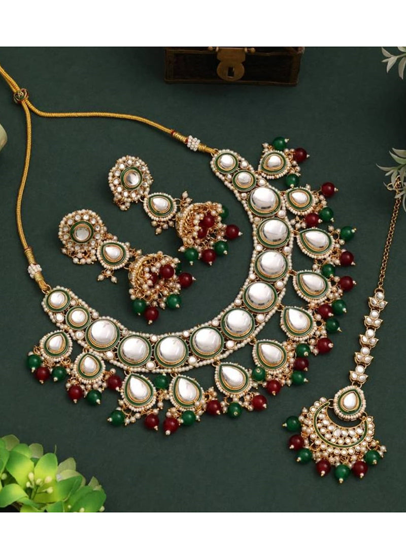 Multi Color Festival Wear Kundan Necklace Set