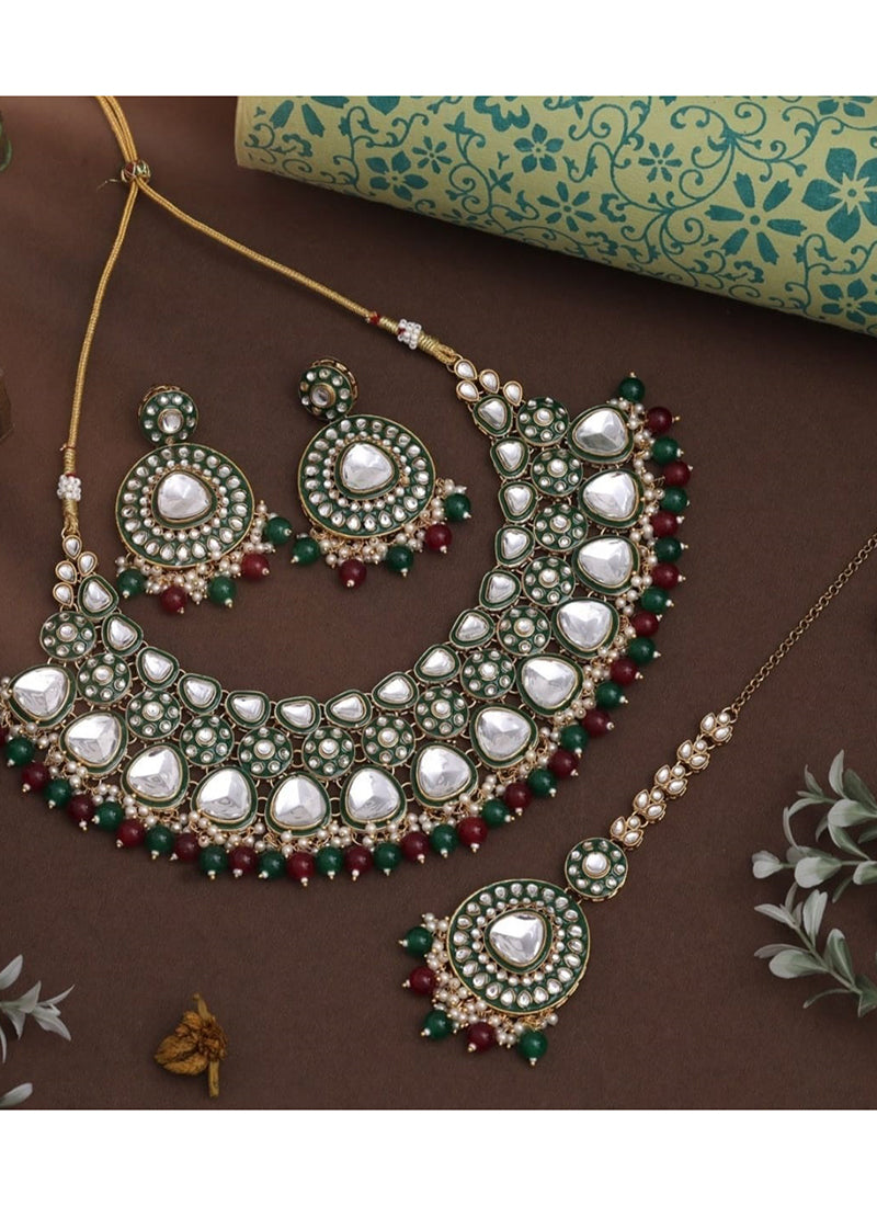 Multi Color Festival Wear Kundan Necklace Set