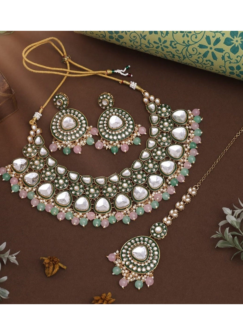 Multi Color Festival Wear Kundan Necklace Set