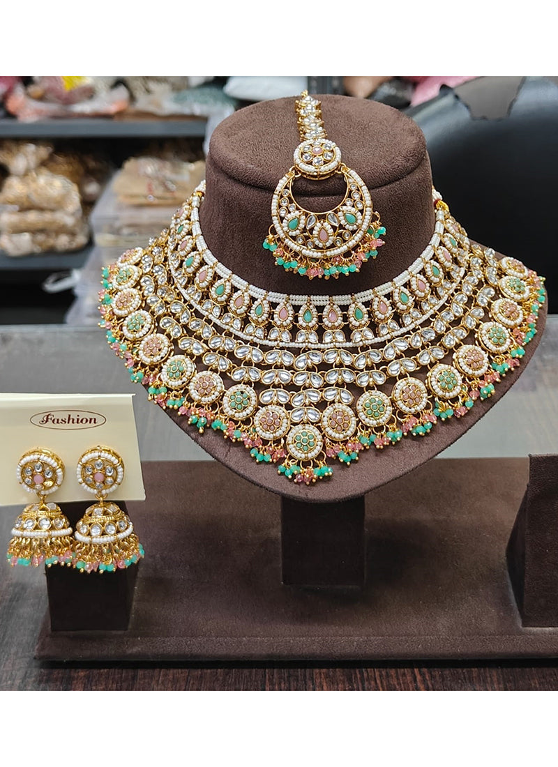 Multi Color Festival Wear Kundan Necklace Set