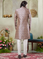 Art Silk Multi Color Wedding Wear Print On Computer Thread Work Readymade Sherwani