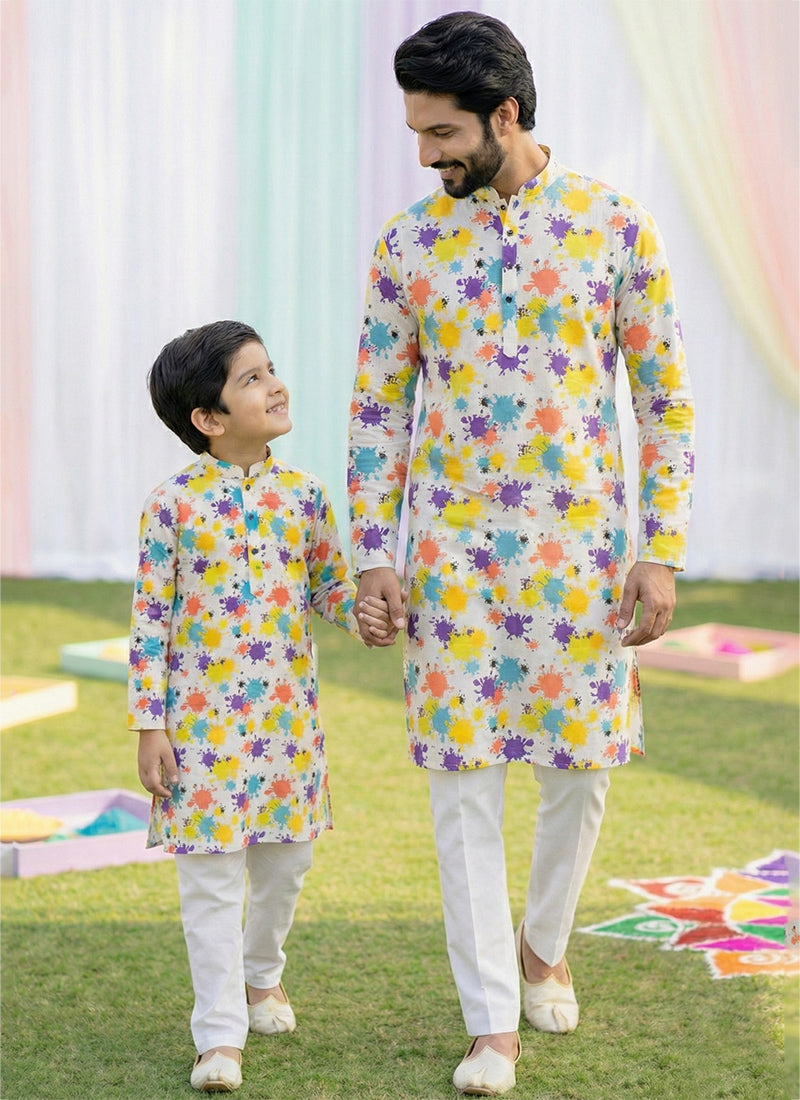Multi Color Cotton Digital Print Work Festival Wear Readymade Kurta Pajama SW752006