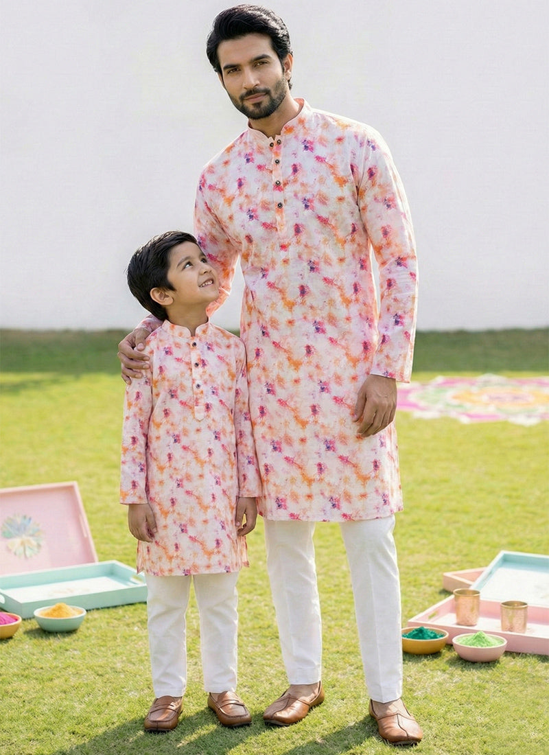 Multi Color Cotton Digital Print Work Festival Wear Readymade Kurta Pajama SW468563