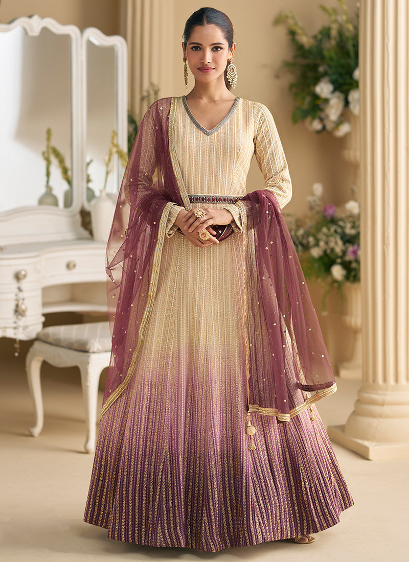 Multi Color Georgette Embroidery Work Wedding Wear Readymade Anarkali Suit SW700554