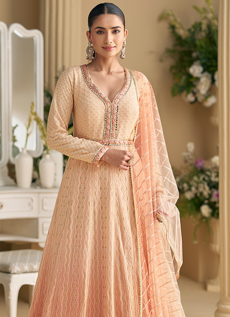 Multi Color Georgette Embroidery Work Wedding Wear Readymade Anarkali Suit SW204230