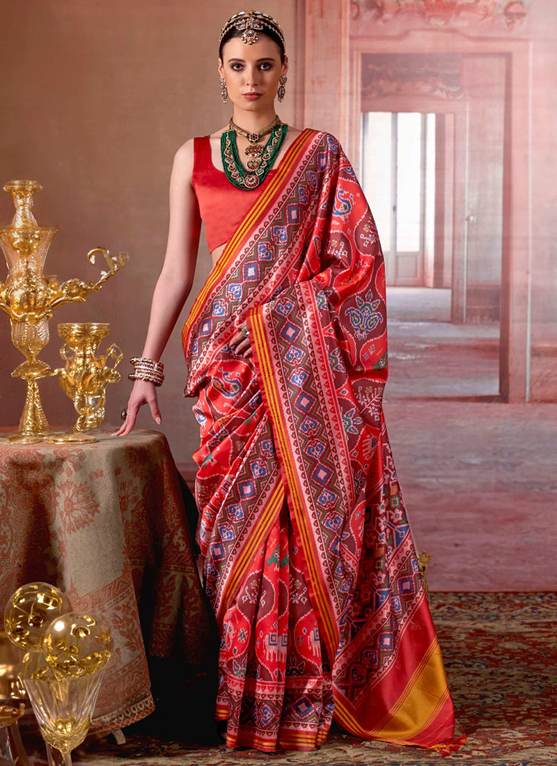 Pv Silk Multi Color Festival Wear Printed Work Saree